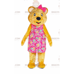Costume da mascotte giallo Teddy Bear BIGGYMONKEY™ con vestito