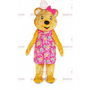 Yellow Teddy Bear BIGGYMONKEY™ Mascot Costume with Dress and