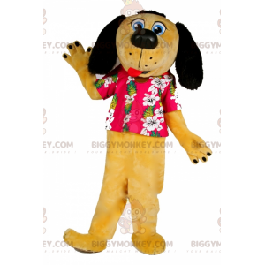 Kostium maskotki BIGGYMONKEY™ żółto-czarny pies ubrany w