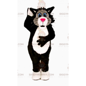 Traje de Mascote BIGGYMONKEY™ Gato Tricolor com Olhos Azuis –