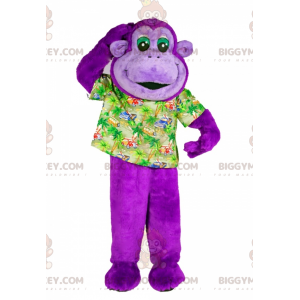Fantasia de mascote de macaco roxo BIGGYMONKEY™ com camisa de