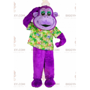 Purple Monkey BIGGYMONKEY™ maskotdräkt med semesterskjorta -
