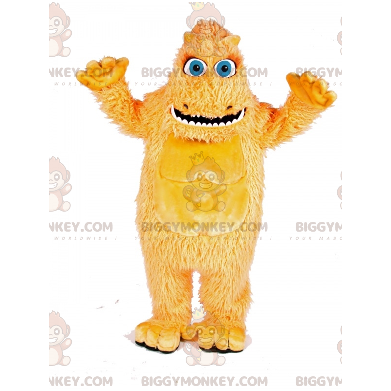 BIGGYMONKEY™ maskotkostume Gul behåret monster med store blå