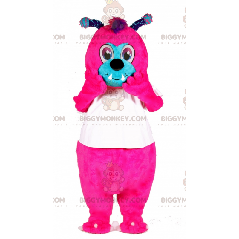 Costume de mascotte BIGGYMONKEY™ d'insecte rose et bleu avec