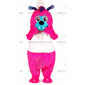 BIGGYMONKEY™ mascottekostuum roze en blauw insect met antennes