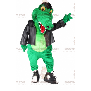 BIGGYMONKEY™ mascotte kostuum groene krokodil rocker outfit -