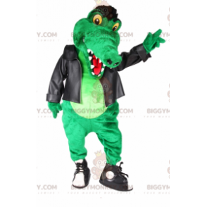 Traje de mascote BIGGYMONKEY™ Roupa de roqueiro de crocodilo