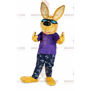 BIGGYMONKEY™ Yellow Dog Mascot Costume With Sunglasses -