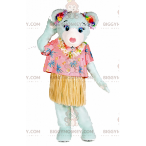 BIGGYMONKEY™ Mascot Costume Blue Teddy Bear Vacationer Outfit -