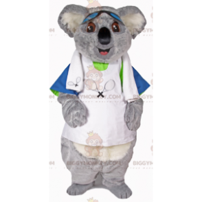 BIGGYMONKEY™ mascot costume of gray and white koala in tennis