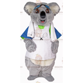 BIGGYMONKEY™ maskotdräkt av grå och vit koala i tennisdräkt -