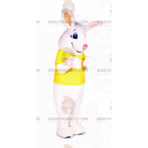 Costume de mascotte BIGGYMONKEY™ de lapin blanc habillé d'un