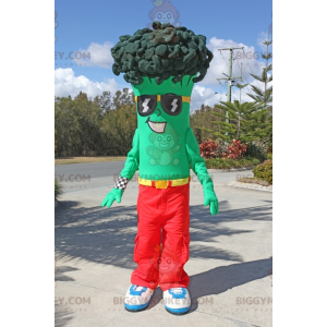 Broccoli verdi BIGGYMONKEY™ costume mascotte con occhiali da