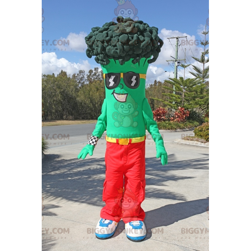 Groene broccoli BIGGYMONKEY™ mascottekostuum met zonnebril -