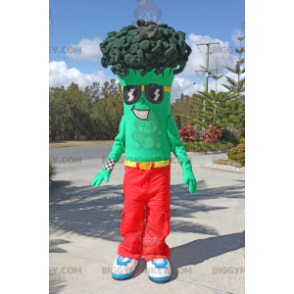 Grön broccoli BIGGYMONKEY™ maskotdräkt med solglasögon -