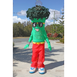 Traje de mascote de brócolis verde BIGGYMONKEY™ com óculos de