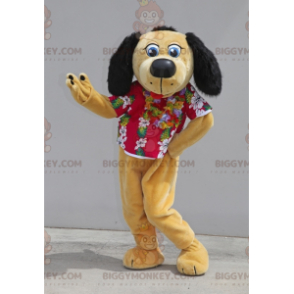 BIGGYMONKEY™ Costume da mascotte Cane beige e nero con camicia