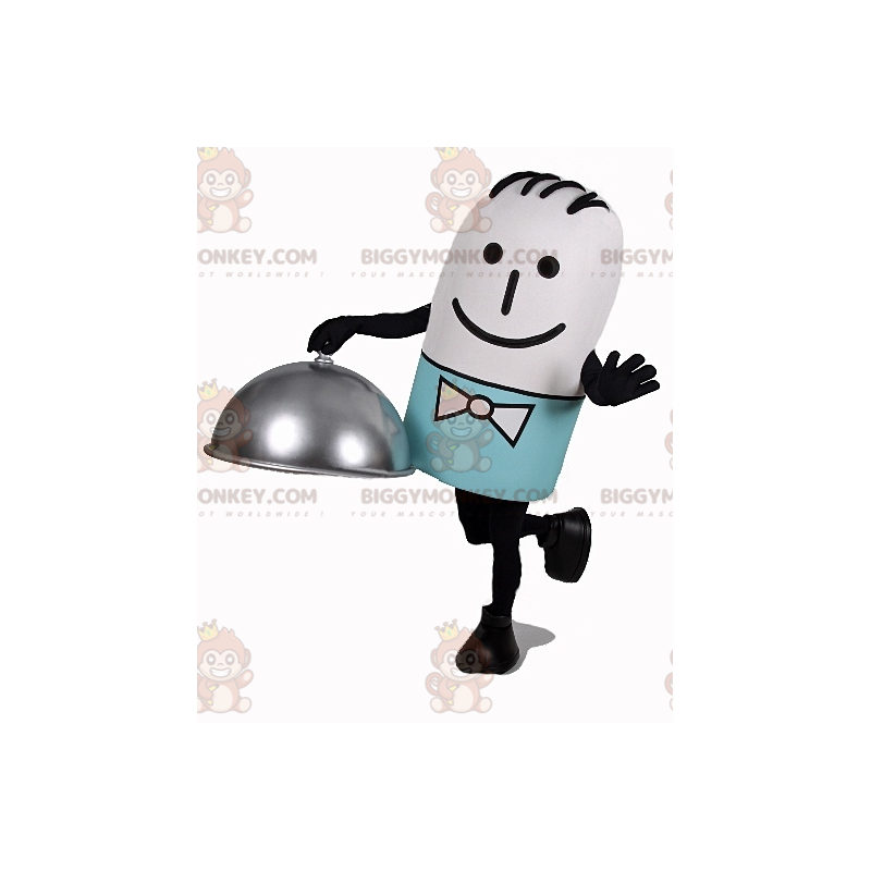 Waiter BIGGYMONKEY™ Mascot Costume with Bow Tie -