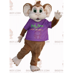 Brown and White Monkey with Green Eyes BIGGYMONKEY™ Mascot