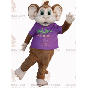 Brown and White Monkey with Green Eyes BIGGYMONKEY™ Mascot