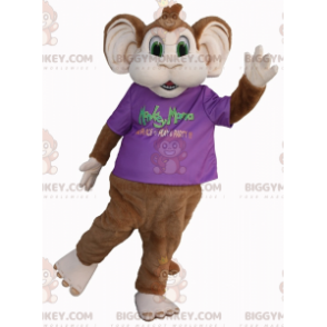 Hnědobílá opice se zelenýma očima Kostým maskota BIGGYMONKEY™ –