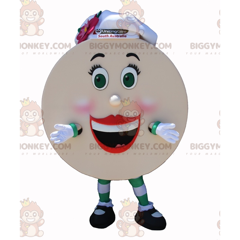 Giant Pancake BIGGYMONKEY™ maskottiasu hatulla - Biggymonkey.com
