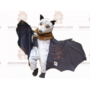 BIGGYMONKEY™ Costume da mascotte pipistrello bianco marrone e