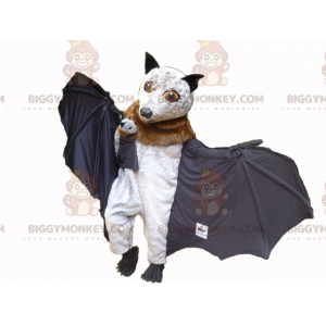 BIGGYMONKEY™ White Brown and Black Bat Mascot Costume with Baby