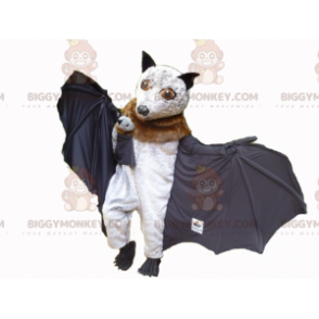 BIGGYMONKEY™ Costume da mascotte pipistrello bianco marrone e