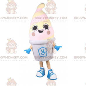 Traje de mascote BIGGYMONKEY™ de iogurte congelado. Fantasia de