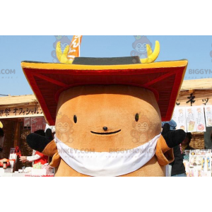Traje de mascote de homem marrom redondo grande BIGGYMONKEY™ –