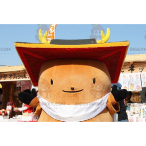 Traje de mascote de homem marrom redondo grande BIGGYMONKEY™ –