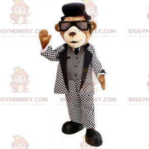 Brun nallebjörn BIGGYMONKEY™ maskotdräkt med söt svartvit