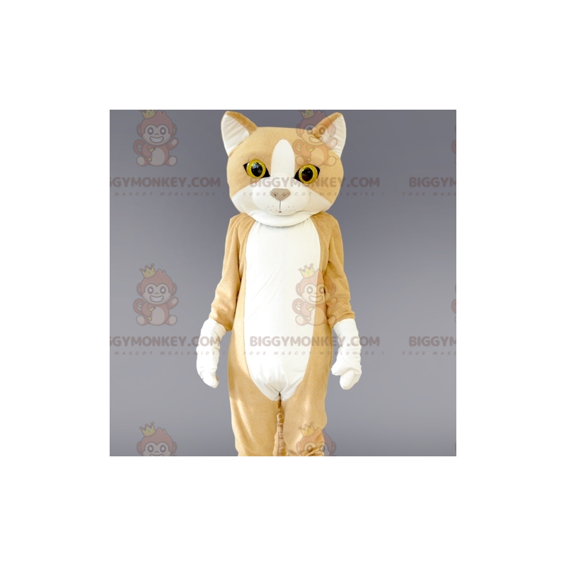 Kostým maskota obří béžové a bílé kočky BIGGYMONKEY™. kostým