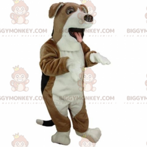 Bruin, wit en zwart BIGGYMONKEY™ mascottekostuum. hondenkostuum