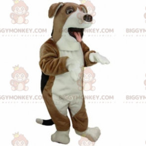 Costume de mascotte BIGGYMONKEY™ de chien marron blanc et noir.