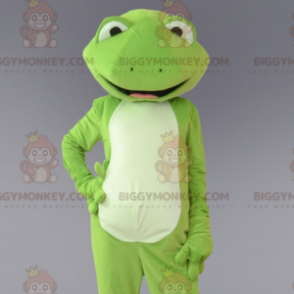 Kostým maskota zelené a bílé žáby BIGGYMONKEY™. kostým žáby –