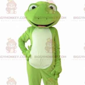 Kostým maskota zelené a bílé žáby BIGGYMONKEY™. kostým žáby –