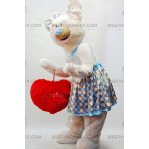 Costume de mascotte BIGGYMONKEY™ de nounours beige avec une