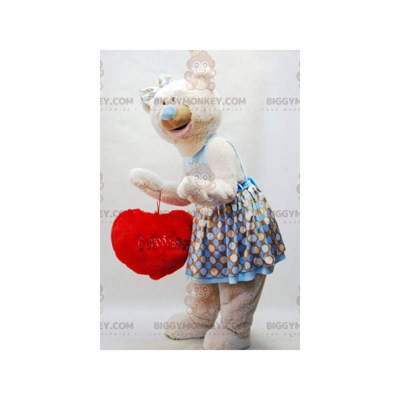 Disfraz de mascota BIGGYMONKEY™ Teddy beige con vestido y