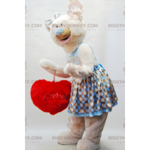 BIGGYMONKEY™ Costume da mascotte Teddy beige con vestito e