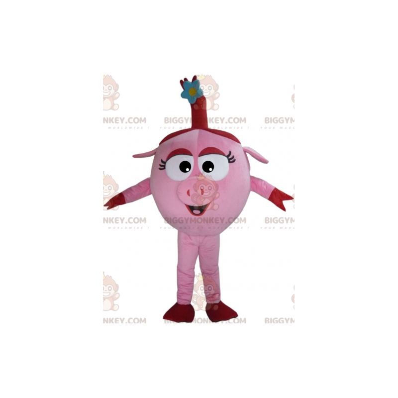 Costume de mascotte BIGGYMONKEY™ de cochon rose et rouge rond