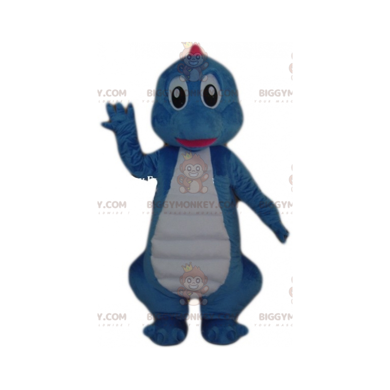 Costume de mascotte BIGGYMONKEY™ de dinosaure bleu et blanc