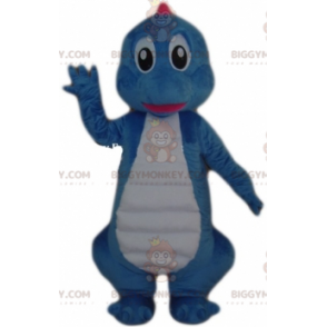 Costume de mascotte BIGGYMONKEY™ de dinosaure bleu et blanc