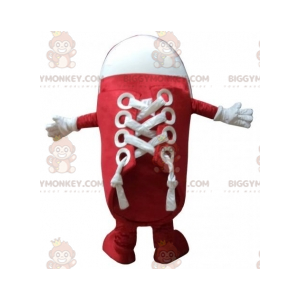 Costume de mascotte BIGGYMONKEY™ de chaussure rouge et blanche.