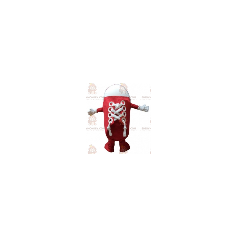 Zapato rojo y blanco BIGGYMONKEY™ Mascot Costume. Disfraz de