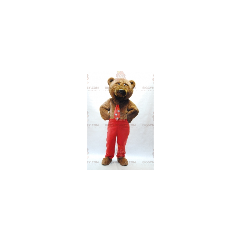 Costume da mascotte dell'orso bruno BIGGYMONKEY™ con cravatta e