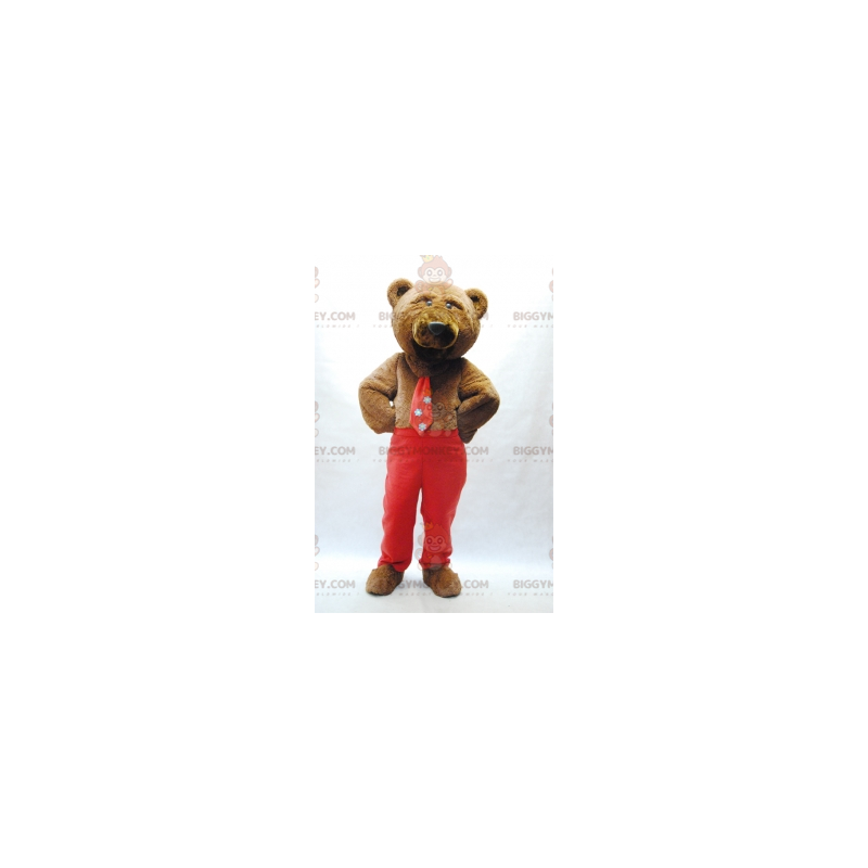 Costume de mascotte BIGGYMONKEY™ d'ours brun avec une cravate