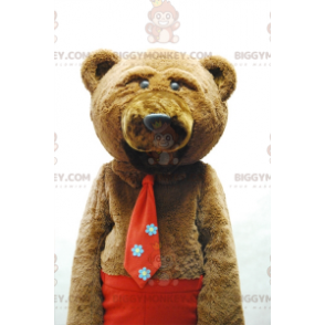 Costume de mascotte BIGGYMONKEY™ d'ours brun avec une cravate