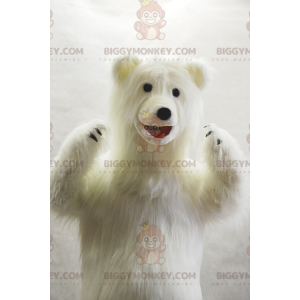 Meget lodnet isbjørn BIGGYMONKEY™ maskotkostume. hvid bamse -